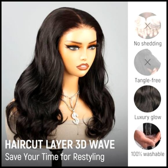 Human Hair Wig Glueless HD Lace Closure Pre Plucked Loose Body Wave main image 5